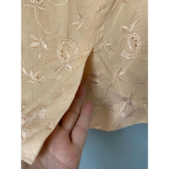 Finity women’s vintage embroidered floral lined 100% linen skirt - Picture 2 of 4